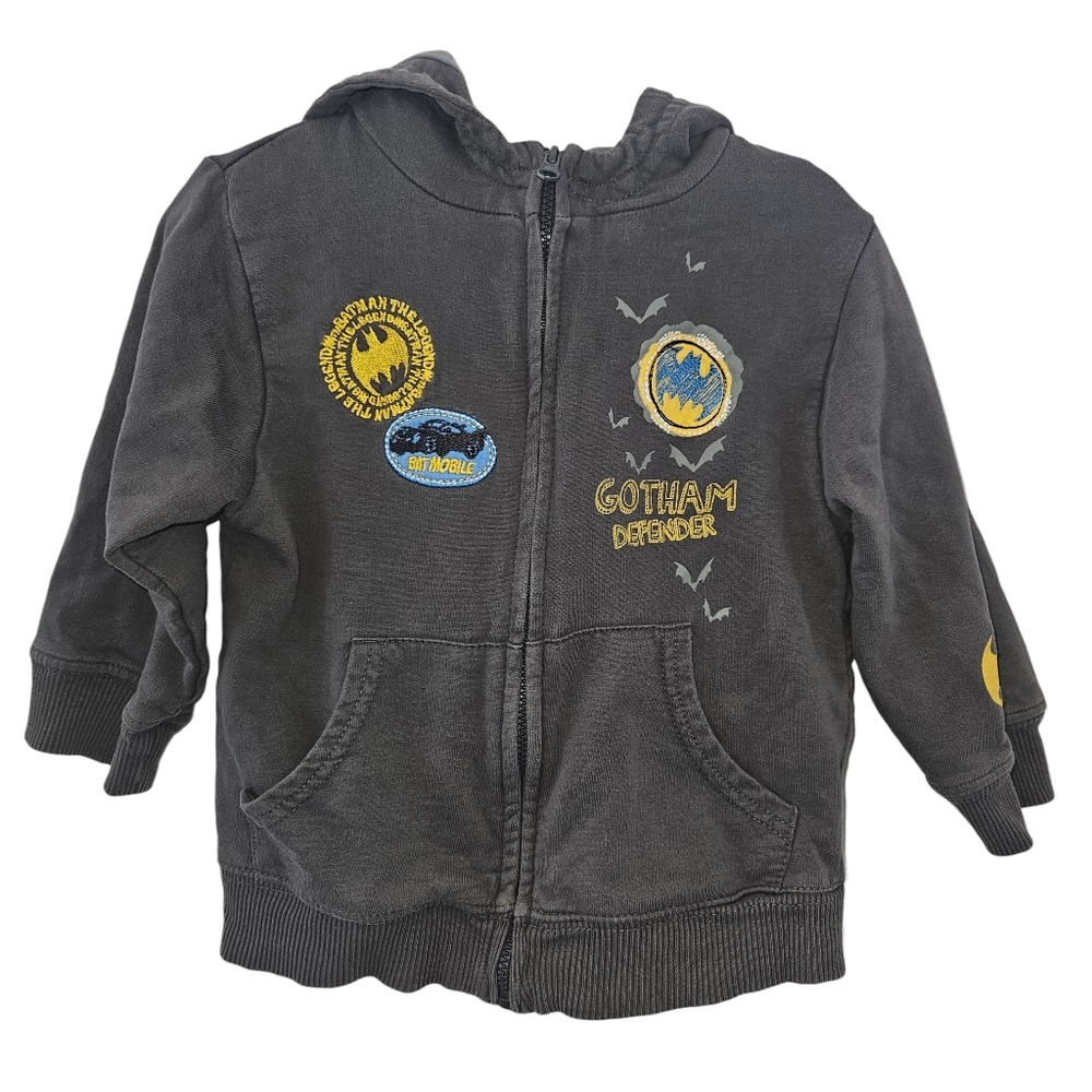 Batman Gray Zip Up Hoodie Sweater 24 Months